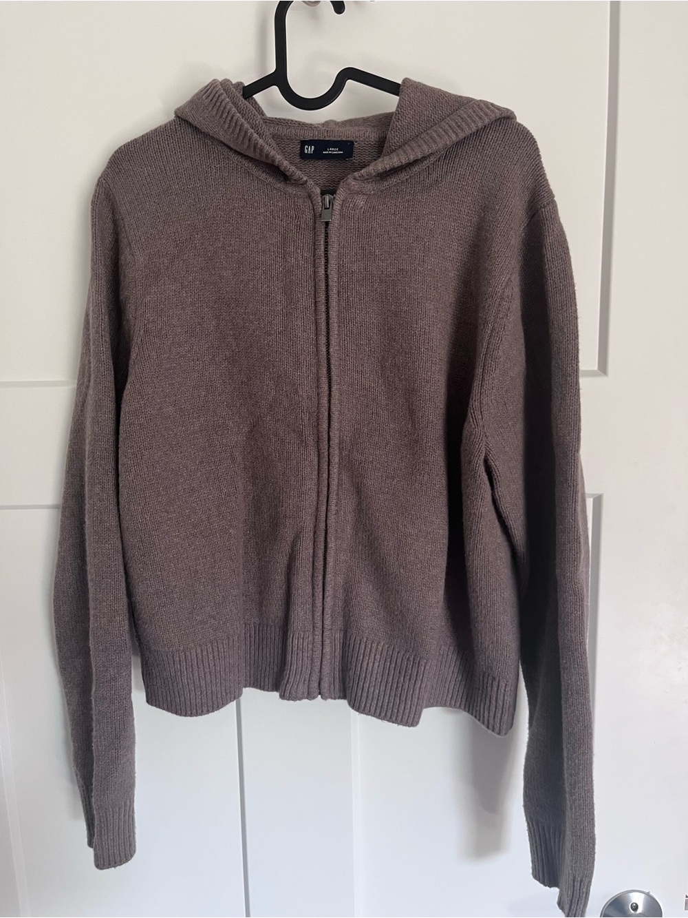 GAP Cashsoft Full Zip Hooded Sweater Toasted Almond, Large